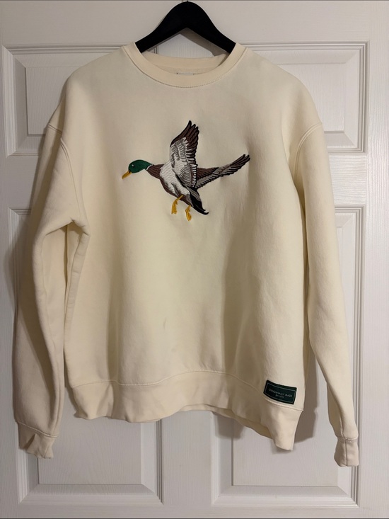 Zara Tops - Zara Embroidered Mallard Duck Crewneck Sweatshirt Cream Off-White Size Large